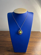 White Yellow Opal Black Diamond Halo Peach Morganite Rose Gold Pendant Necklace