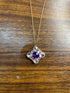 Cushion Purple Amethyst White Light Blue Gemstone 14K Rose Gold Pendant Necklace