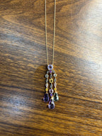 Violet Amethyst Blue Topaz Citrine Green Prasiolite Rose Gold Pendant Necklace
