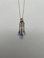 Violet Amethyst Blue Topaz Citrine Green Prasiolite Rose Gold Pendant Necklace