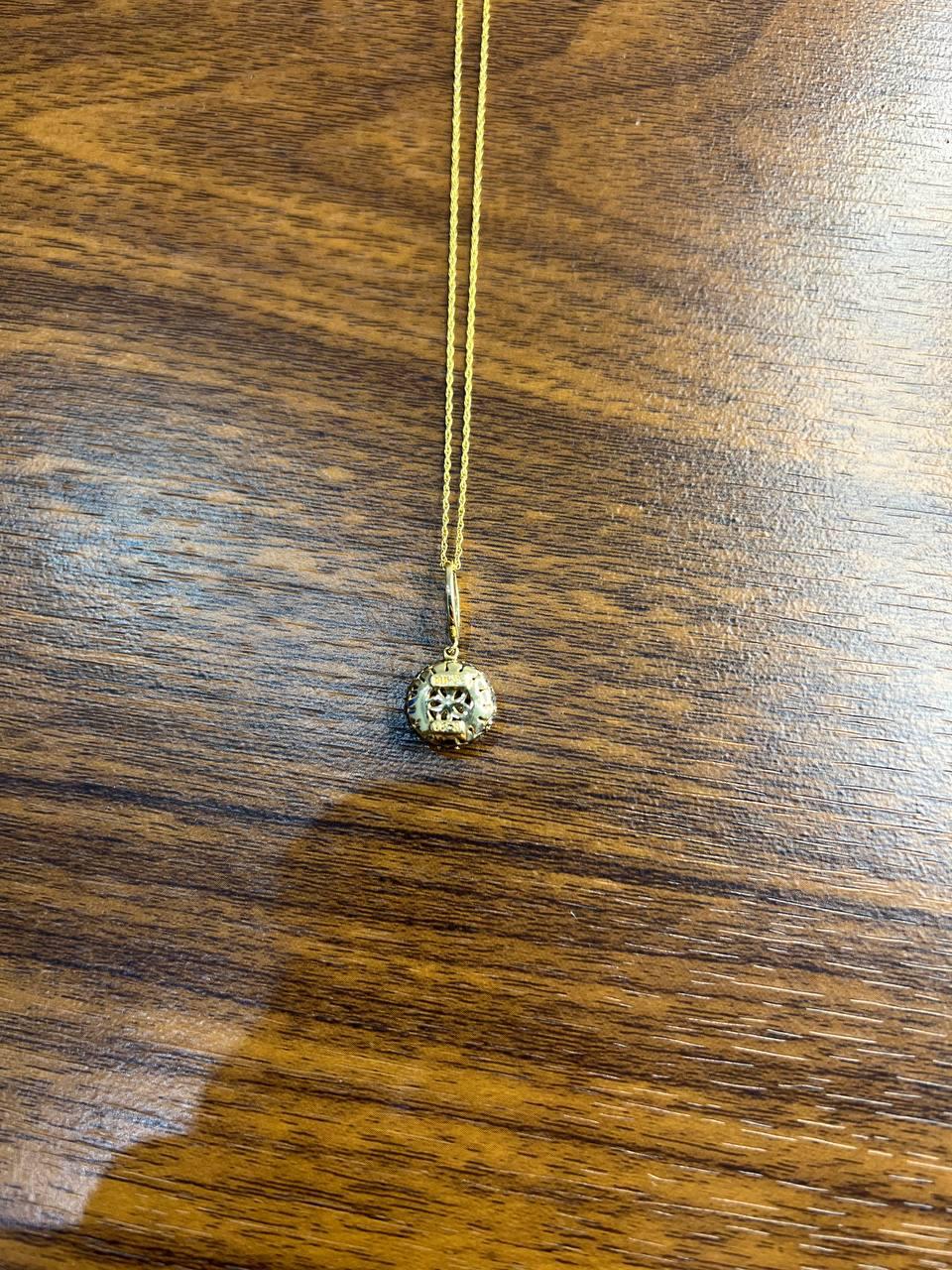 Cluster Halo of Cognac Champagne Fancy Diamonds 14K Gold Chain Pendant Necklace