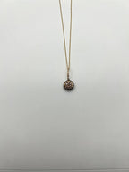 Cluster Halo of Cognac Champagne Fancy Diamonds 14K Gold Chain Pendant Necklace