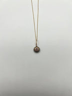 Cluster Halo of Cognac Champagne Fancy Diamonds 14K Gold Chain Pendant Necklace