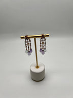 Violet Amethyst Blue Topaz Citrine Green Prasiolite 14K Rose Gold Drop Earrings