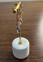 Violet Amethyst Blue Topaz Citrine Green Prasiolite 14K Rose Gold Drop Earrings
