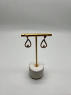 Geometric Wave Leaf Water Shape White Champagne Diamond 14K Yellow Gold Earrings