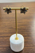 Petal Floral Flower Design Brown White Diamonds 14K Gold Statement Earrings