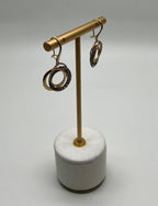 Trinity Gold Interlocking Circles Cognac Brown Diamonds 14K Gold Dangle Earrings