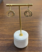 Trinity Gold Interlocking Circles Cognac Brown Diamonds 14K Gold Dangle Earrings
