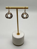 Trinity Gold Interlocking Circles Cognac Brown Diamonds 14K Gold Dangle Earrings