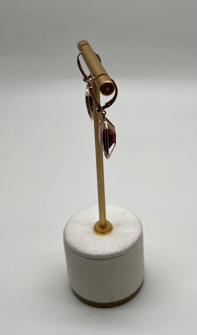 Starburst Symbol Purple Amethyst White Diamonds 14K Yellow Gold Drop Earrings