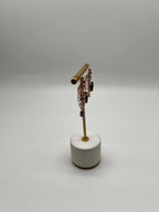 Brown Smoky Quartz Gemstone Amethyst Diamond Halo 18K Rose Gold Dangle Earrings
