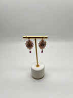Brown Smoky Quartz Gemstone Amethyst Diamond Halo 18K Rose Gold Dangle Earrings