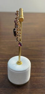 Brown Smoky Quartz Gemstone Amethyst Diamond Halo 18K Rose Gold Dangle Earrings