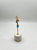 Turquoise Drop Champagne Diamonds Pave Drop 14K Yellow Gold Earrings