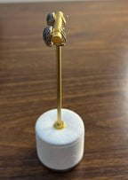 Heart Shape Love Champagne Brown Diamond Pave Set 14K Yellow Gold Stud Earrings