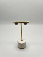 Heart Shape Love Champagne Brown Diamond Pave Set 14K Yellow Gold Stud Earrings