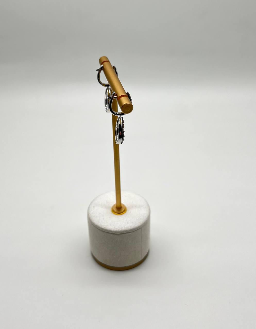 Teardrop Shape White Champagne Diamond Statement 14K White Gold Huggie Earrings