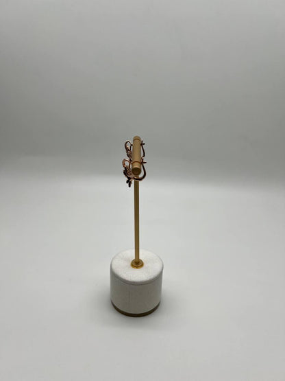 Butterfly White Champagne Diamond Pave Set Split Shank 14K Yellow Gold Earrings