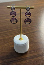 Purple Pink Sapphire White Diamond Pave Set 14k White Gold Dangle Earrings
