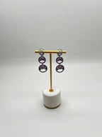 Purple Pink Sapphire White Diamond Pave Set 14k White Gold Dangle Earrings