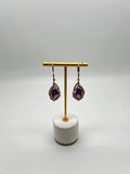 Purple Violet Amethyst Multi Pavé-Set Diamonds Halo 14K Rose Gold Drop Earrings