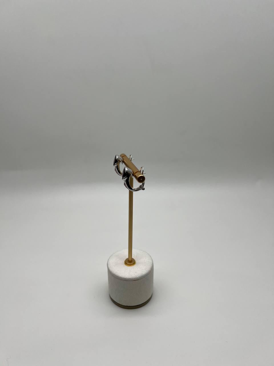 Oval Cut Dark Red Garnet 14K White Gold Huggie Small Hoop Statement Earrings