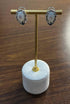 White Mother of Pearl Center Stone 14K White Stone Diamond Statement Earrings