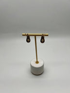 Pear Drop Shape Orange Citrine Brown Diamonds Halo Twist 14K Gold Drop Earrings