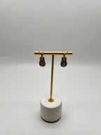 Pear Drop Shape Orange Citrine Brown Diamonds Halo Twist 14K Gold Drop Earrings