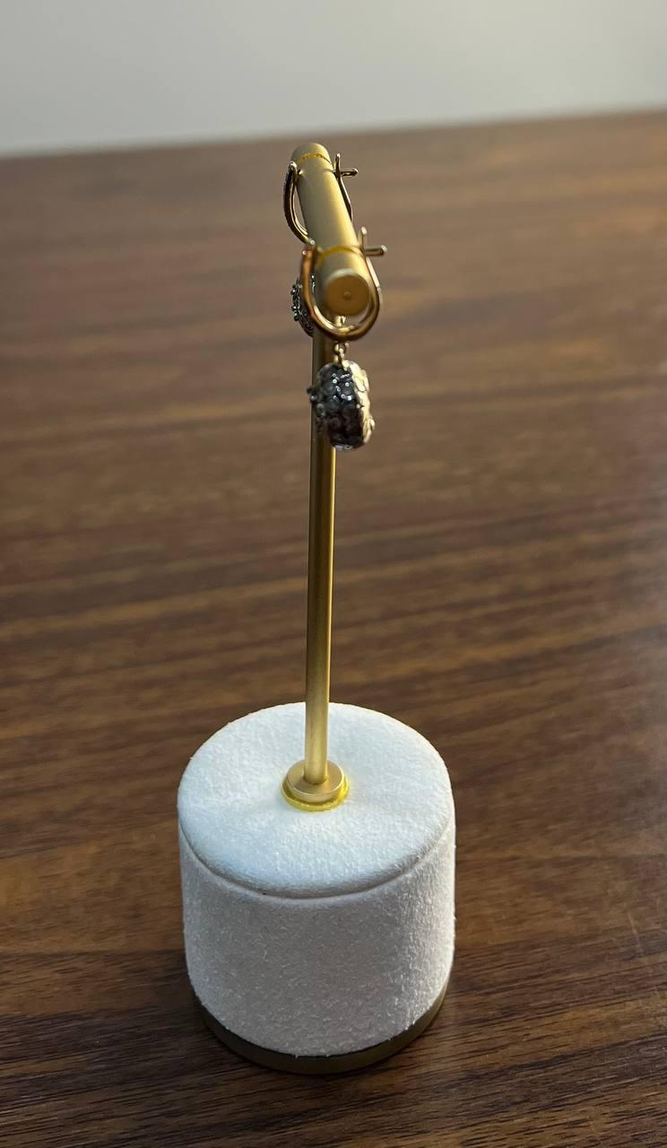 Champagne Cognac Diamond Cluster Pave Set 14K Gold Statement Drop Earrings