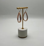 Pink Sapphire White Diamonds 14K Rose Gold Pear Shape Hoop Statement Earrings