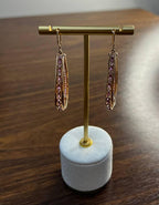 Pink Sapphire White Diamonds 14K Rose Gold Pear Shape Hoop Statement Earrings
