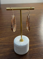 Pink Sapphire White Diamonds 14K Rose Gold Pear Shape Hoop Statement Earrings