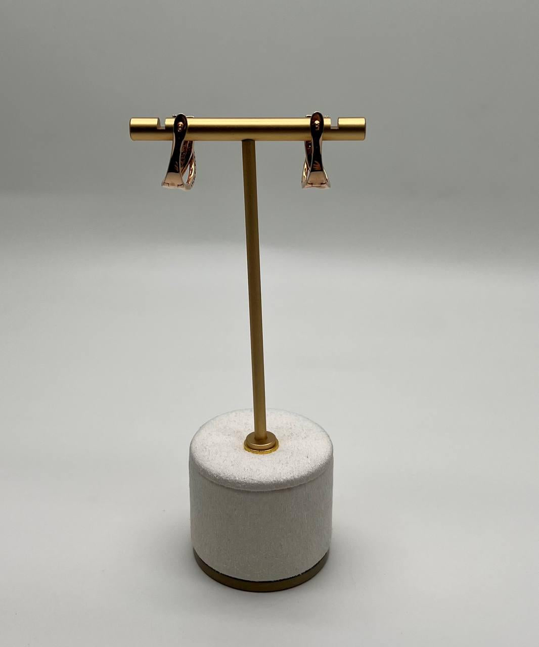 Intertwined Pave-Set White Champagne Diamonds 14K Rose Gold Criss Cross Earrings