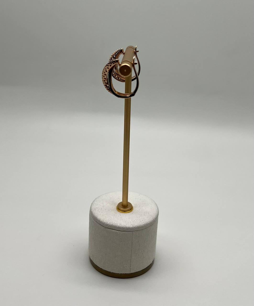 Intertwined Pave-Set White Champagne Diamonds 14K Rose Gold Criss Cross Earrings