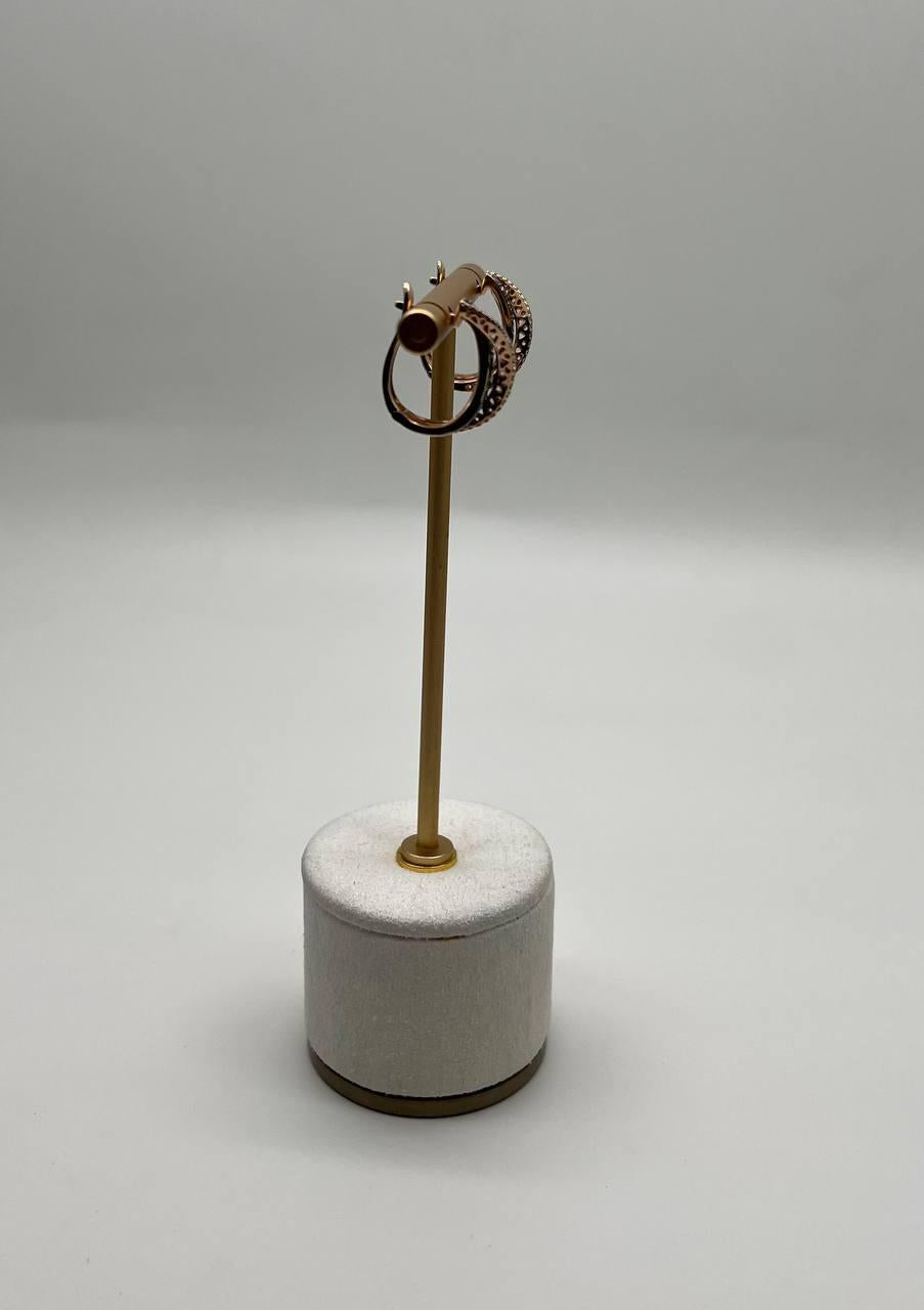 Intertwined Pave-Set White Champagne Diamonds 14K Rose Gold Criss Cross Earrings