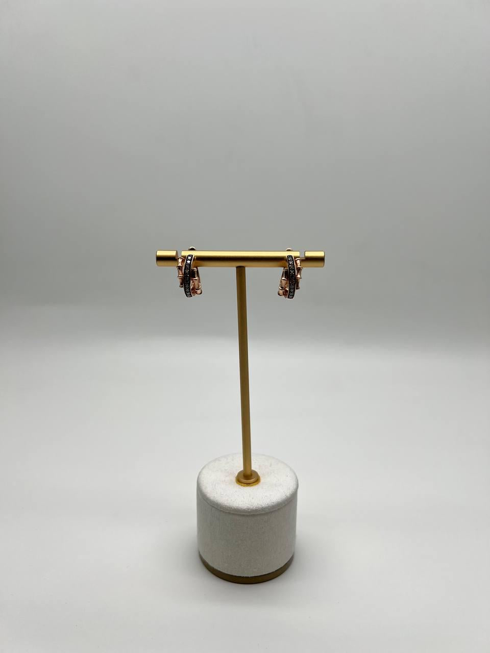 Intertwined Pave-Set Champagne Champagne Diamonds 14K Rose Gold Huggie Earrings