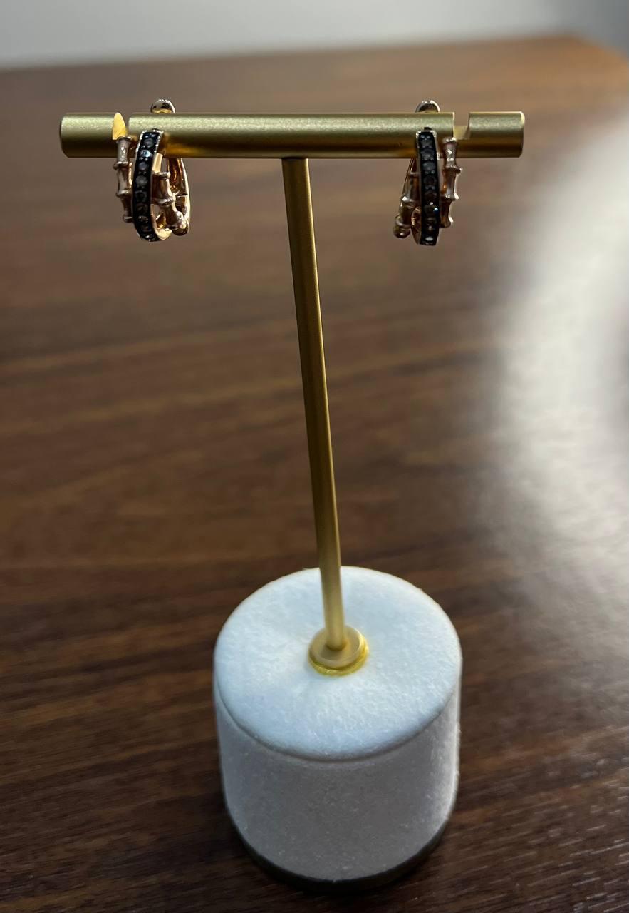 Intertwined Pave-Set Champagne Champagne Diamonds 14K Rose Gold Huggie Earrings