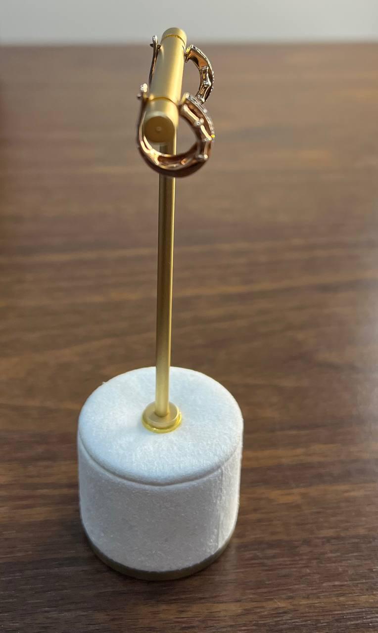 Intertwined Pave-Set Champagne Champagne Diamonds 14K Rose Gold Huggie Earrings