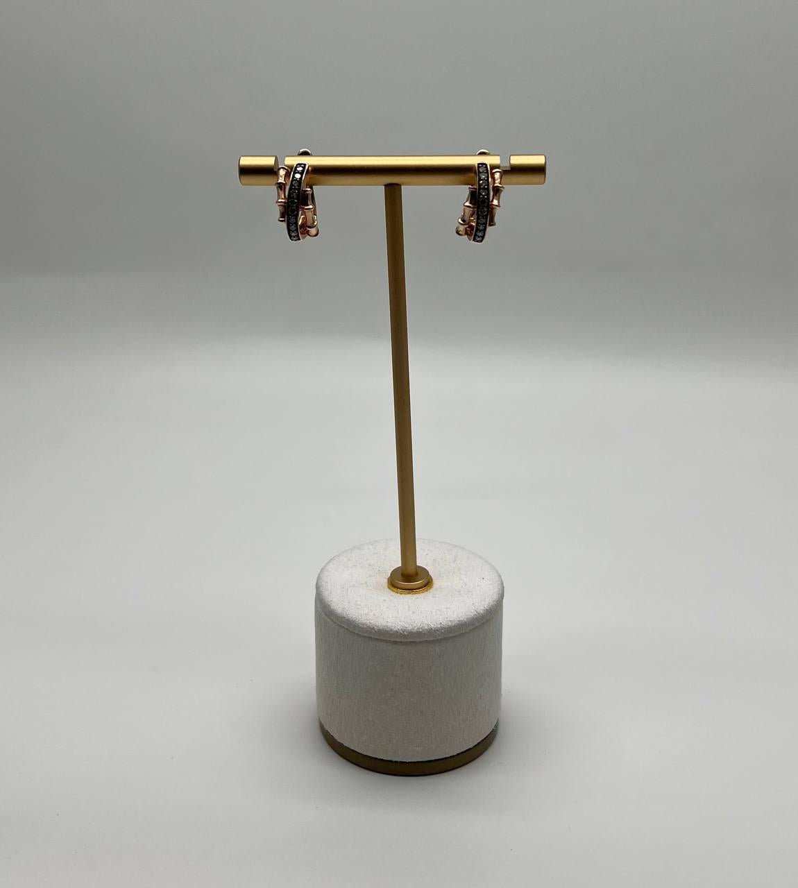 Intertwined Pave-Set Champagne Champagne Diamonds 14K Rose Gold Huggie Earrings