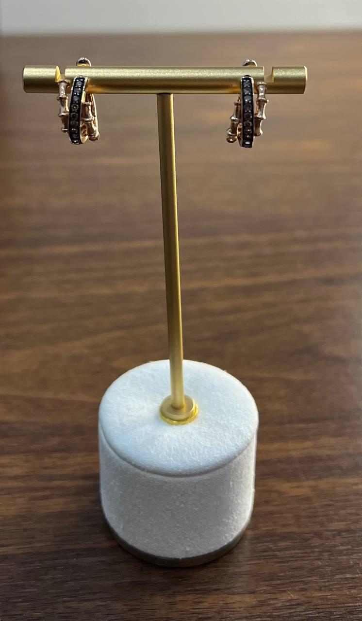 Intertwined Pave-Set Champagne Champagne Diamonds 14K Rose Gold Huggie Earrings