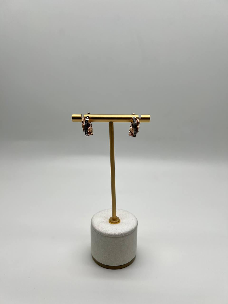 Intertwined Pave-Set Champagne Champagne Diamonds 14K Rose Gold Huggie Earrings