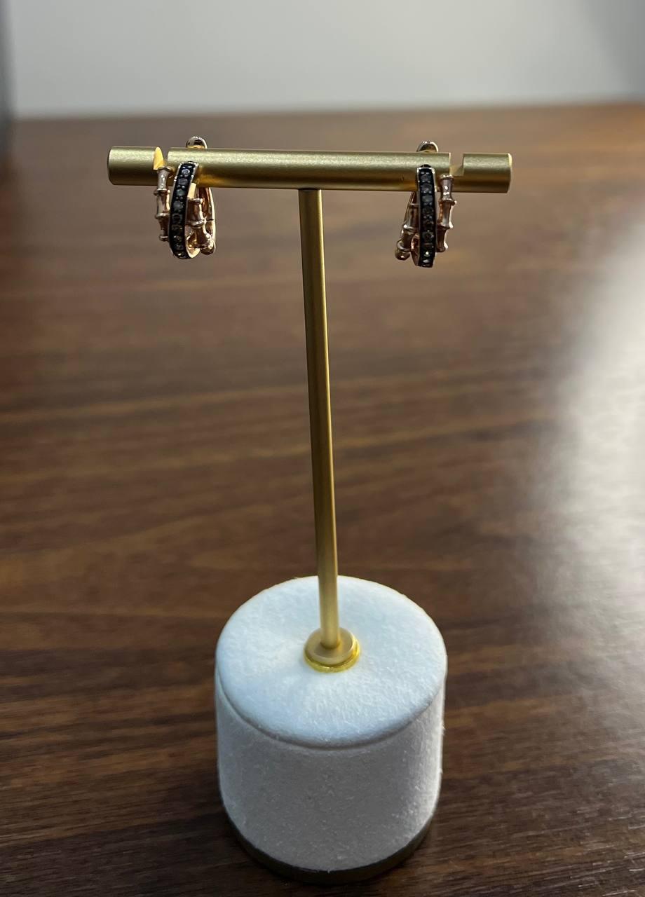 Intertwined Pave-Set Champagne Champagne Diamonds 14K Rose Gold Huggie Earrings