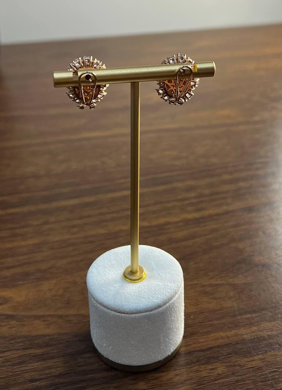 White Opal Brown Diamonds Peach Morganites 18K Rose Gold Statement Earrings