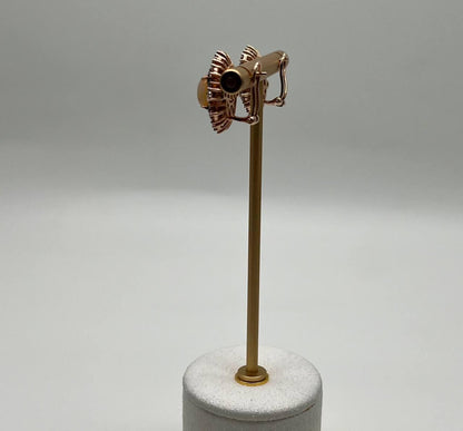 White Opal Brown Diamonds Peach Morganites 18K Rose Gold Statement Earrings