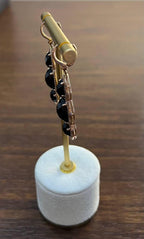 Black Onyx Faceted Diamonds Halo 14K Gold Statement Drop Dangle Earrings