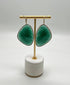Free Shape Dark Green Aventurine 14K Gold Unique Statement Drop Earrings