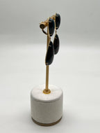 Teardrop Black Blackstone Diamonds Halo 18K Gold Statement Drop Unique Earrings