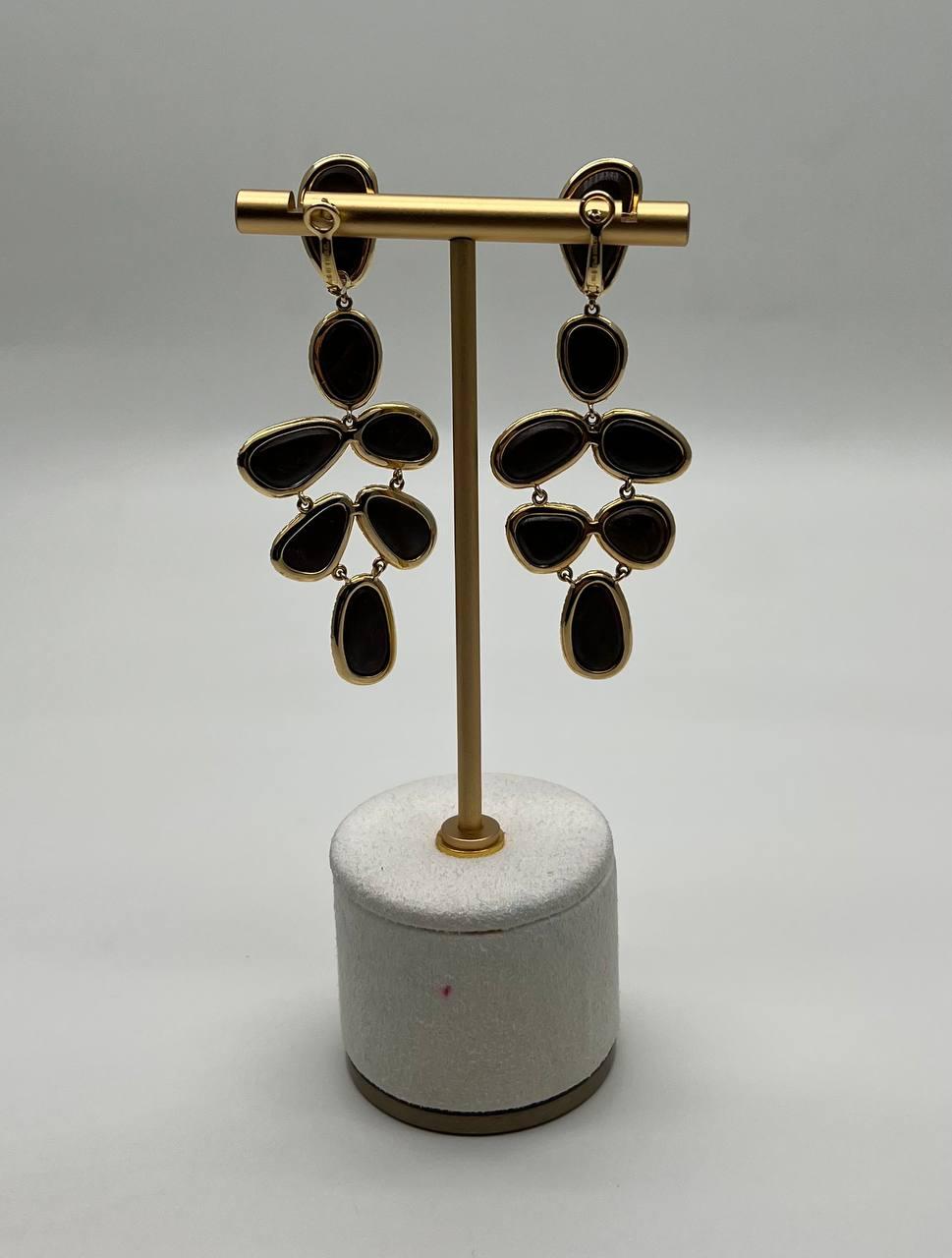 Multi Fancy Shape White Blue Boulder Opals Diamond Halo 18K Gold Drop Earrings